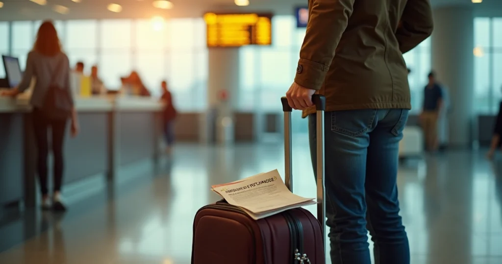 Seguro Viagem: Tudo Que Você Precisa Saber Para Viajar Tranquilo 2 Pessoa segurando mala no aeroporto, protegida por um bom seguro viagem